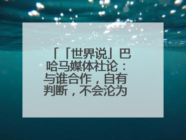 「世界说」巴哈马媒体社论：与谁合作，自有判断，不会沦为“权力游戏”