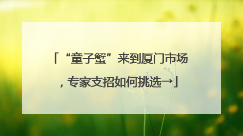 “童子蟹”来到厦门市场，专家支招如何挑选→