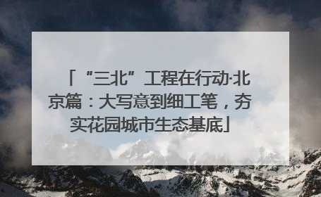 “三北”工程在行动·北京篇：大写意到细工笔，夯实花园城市生态基底