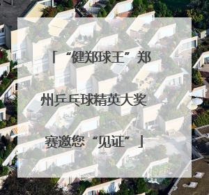 “健郑球王”郑州乒乓球精英大奖赛邀您“见证”