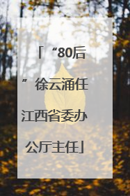 “80后”徐云涌任江西省委办公厅主任