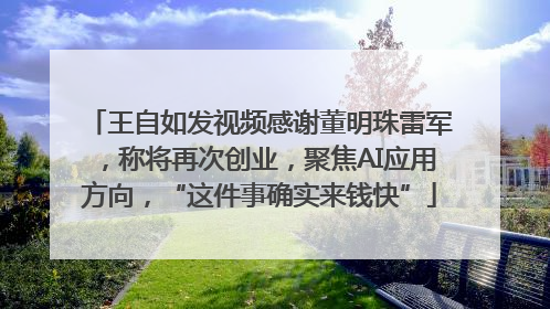 王自如发视频感谢董明珠雷军，称将再次创业，聚焦AI应用方向，“这件事确实来钱快”