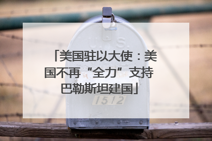 美国驻以大使：美国不再“全力”支持巴勒斯坦建国