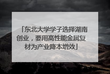 东北大学学子选择湖南创业，要用高性能金属复材为产业降本增效