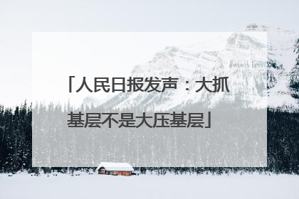 人民日报发声：大抓基层不是大压基层