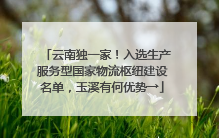 云南独一家！入选生产服务型国家物流枢纽建设名单，玉溪有何优势→