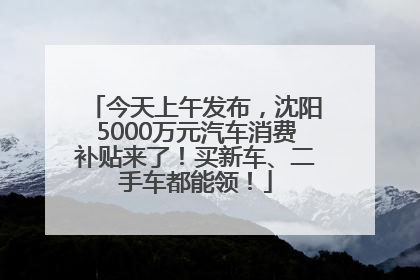 今天上午发布，沈阳5000万元汽车消费补贴来了！买新车、二手车都能领！