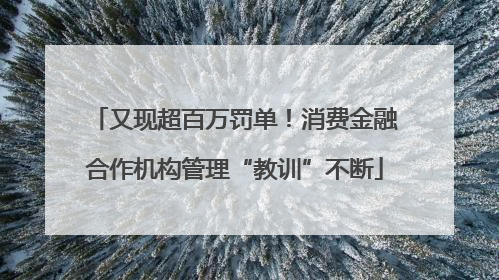 又现超百万罚单！消费金融合作机构管理“教训”不断
