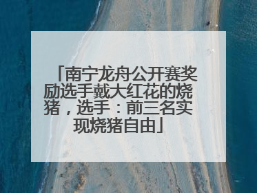 南宁龙舟公开赛奖励选手戴大红花的烧猪，选手：前三名实现烧猪自由