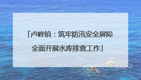 卢峰镇：筑牢防汛安全屏障 全面开展水库排查工作