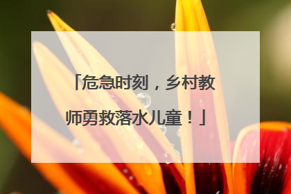 危急时刻，乡村教师勇救落水儿童！