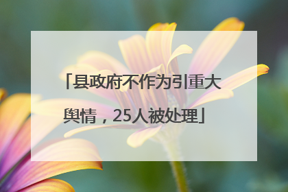 县政府不作为引重大舆情，25人被处理