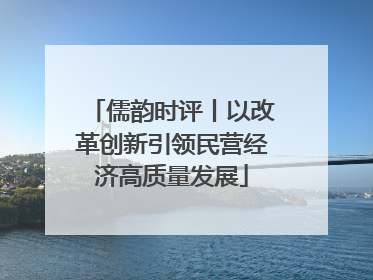 儒韵时评丨以改革创新引领民营经济高质量发展
