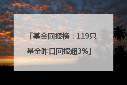 基金回报榜：119只基金昨日回报超3%
