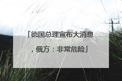 德国总理宣布大消息，俄方：非常危险