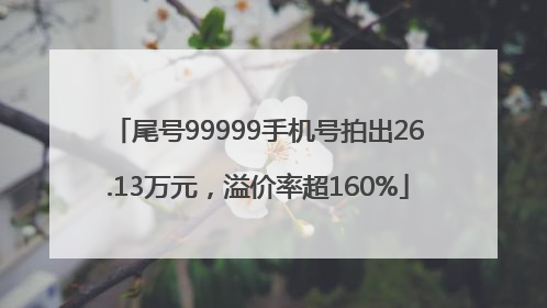 尾号99999手机号拍出26.13万元，溢价率超160%