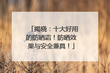 揭晓：十大好用的防晒霜！防晒效果与安全兼具！
