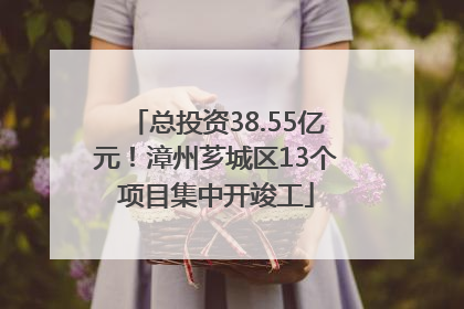 总投资38.55亿元！漳州芗城区13个项目集中开竣工