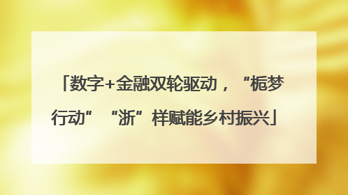 数字+金融双轮驱动，“栀梦行动”“浙”样赋能乡村振兴