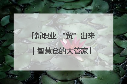 新职业 “贸”出来｜智慧仓的大管家