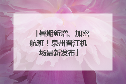 暑期新增、加密航班！泉州晋江机场最新发布