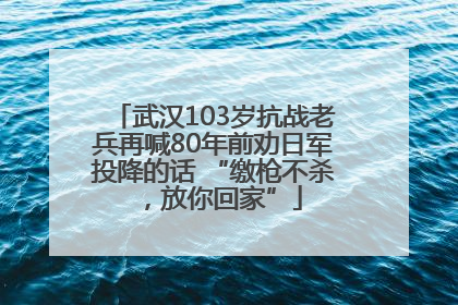 武汉103岁抗战老兵再喊80年前劝日军投降的话 “缴枪不杀，放你回家”