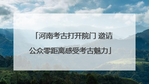 河南考古打开院门 邀请公众零距离感受考古魅力