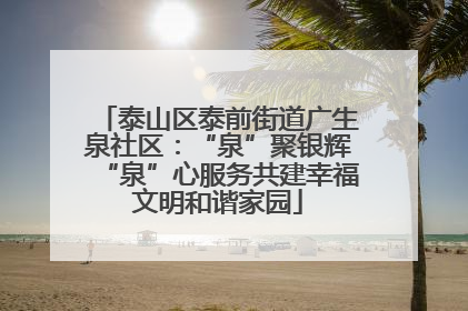 泰山区泰前街道广生泉社区：“泉”聚银辉“泉”心服务共建幸福文明和谐家园