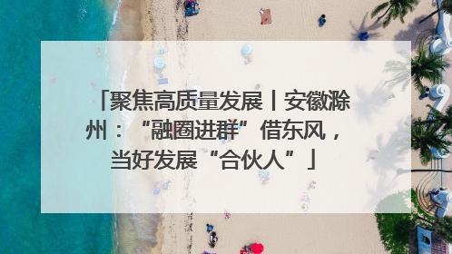 聚焦高质量发展丨安徽滁州：“融圈进群”借东风，当好发展“合伙人”