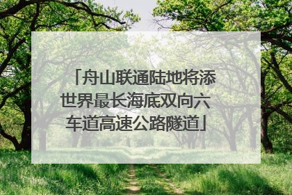 舟山联通陆地将添世界最长海底双向六车道高速公路隧道