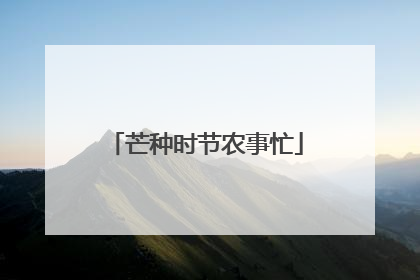 芒种时节农事忙