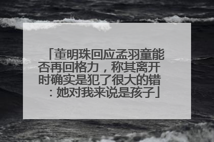 董明珠回应孟羽童能否再回格力，称其离开时确实是犯了很大的错：她对我来说是孩子