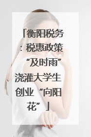 衡阳税务：税惠政策“及时雨”浇灌大学生创业“向阳花”