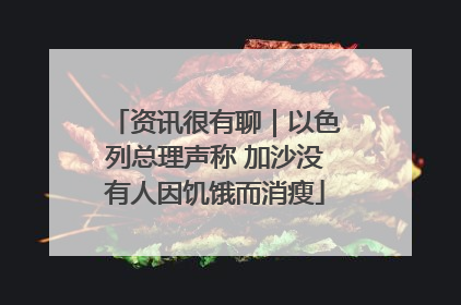 资讯很有聊｜以色列总理声称 加沙没有人因饥饿而消瘦