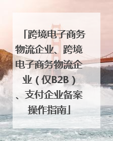 跨境电子商务物流企业、跨境电子商务物流企业（仅B2B）、支付企业备案操作指南