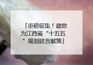 重磅征集！邀您为江西省“十五五”规划建言献策
