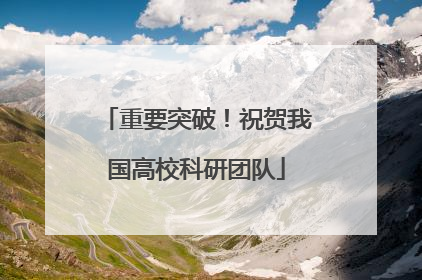 重要突破！祝贺我国高校科研团队