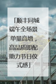 顺丰同城端午全场景单量高增，高品质即配助力节日仪式感
