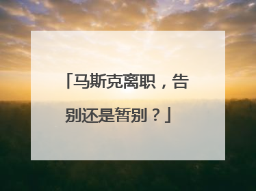 马斯克离职，告别还是暂别？