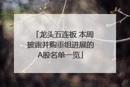 龙头五连板 本周披露并购重组进展的A股名单一览