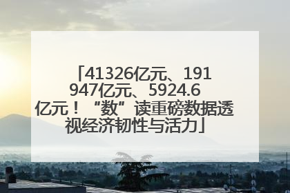 41326亿元、191947亿元、5924.6亿元！“数”读重磅数据透视经济韧性与活力